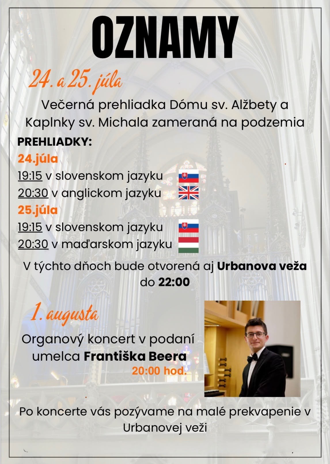Večerná prehliadka Dómu sv. Alžbety